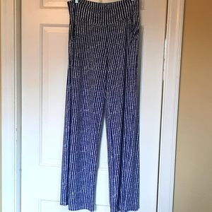Clara Sunwoo Boxed Pocket Stripped Navy Blue White Pants XL